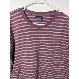 Honors Mens Striped‎ Crew Neck T Shirt Purple Gray White Cotton Size Medium